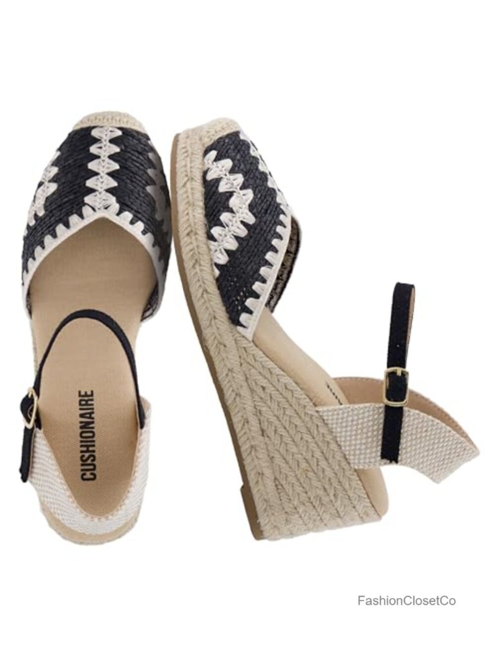 Espadrille Wedges with Ankle Strap, Closed Toe Sandals, Comfort Footbed